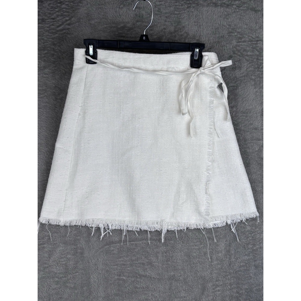 Sugar Lips White Tweed Wrap Over Skirt casual everyday workwear Size Small